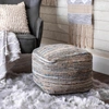Nuloom Granada Knitted Casual Denim And Jute Filled Ottoman Pouf