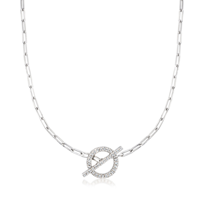 Rs Pure By Ross-simons Diamond Toggle Paper Clip Link Necklace In Sterling Silver In Multi