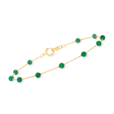 Rs Pure By Ross-simons Emerald Bead Station Bracelet In 14kt Yellow Gold In Multi