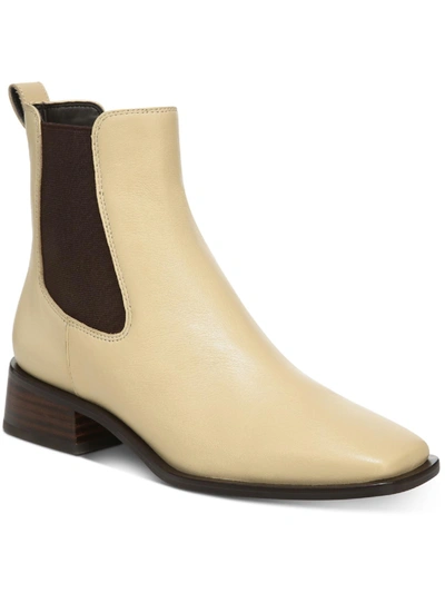 Sam Edelman Thelma Womens Leather Square Toe Ankle Boots In Beige