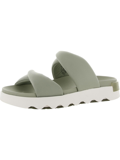 Sorel Vibe Twist Womens Leather Slip On Slide Sandals In Safari,honey White