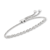 Ross-simons Diamond Square And Marquise-shaped Bolo Bracelet In Sterling Silver In Silver