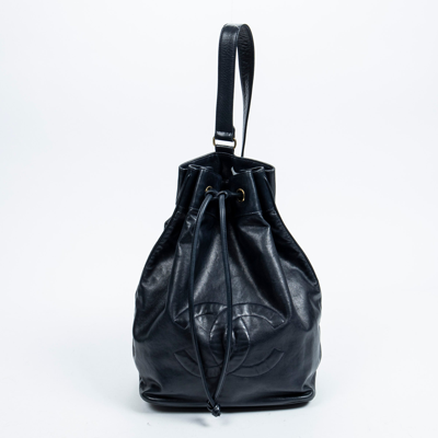 Pre-owned Chanel Vintage Cc One Shoulder Backpack In Black