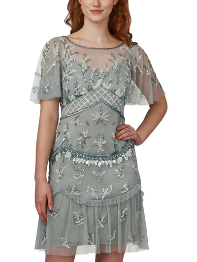Adrianna Papell Womens Beaded Mini Cocktail And Party Dress In Multi