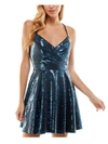 City Studio Juniors Womens Sequined Short Mini Dress In Black
