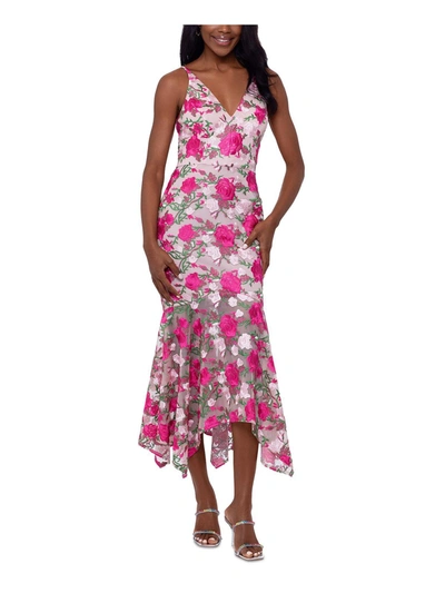 Xscape Womens Embroidered Floral Midi Dress In Multi