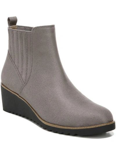 Lifestride Zenith Womens Cushioned Footbed Faux Suede Ankle Boots In Grey
