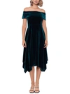 X BY XSCAPE WOMENS VELVET MIDI COCKTAIL AND PARTY DRESS