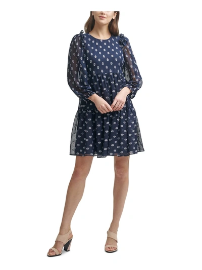 Calvin Klein Womens Metallic Mini Shift Dress In Blue