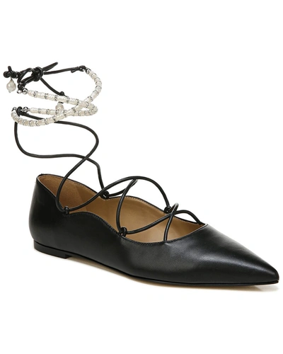 Sam Edelman Winslet Womens Leather Lace-up Ballet Flats In Black
