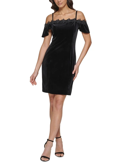Kensie Dresses Womens Velvet Mini Cocktail And Party Dress In Black