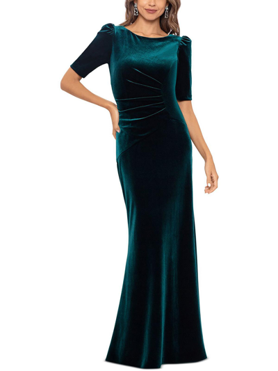 Xscape Womens Velvet Long Evening Dress In Green