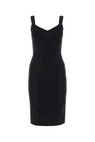 Dolce & Gabbana Short Dress With Black Corset In Nero