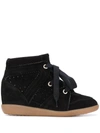 Isabel Marant Bobby Suede Wedge Sneakers In Black