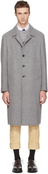 THOM BROWNE Grey Long Relaxed Bal Collar Coat