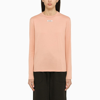 Miu Miu Powdery Crew-neck T-shirt With Logo Women In Pink