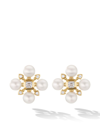 David Yurman 18kt Yellow Gold Renaissance Pearl And Diamond Stud Earrings In Gold