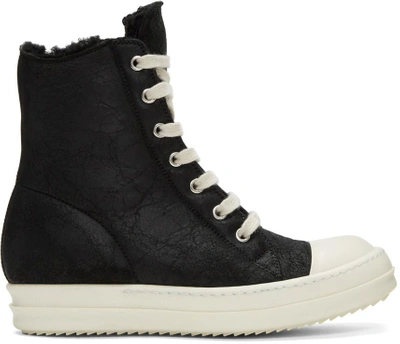 Rick Owens Black & Off-white High-top Trainers In Black And White