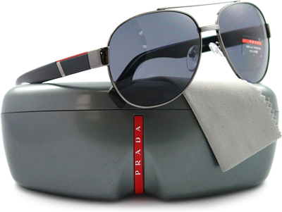 Pre-owned Prada Linea Rossa Sunglasses Ps52ms 5av5z1 60mm Gunmetal / Grey Polarized Lens