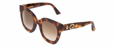 Pre-owned Gucci Gg0208s Lady Oversized Designer Sunglasses Tortoise Havana Gold/brown 49mm