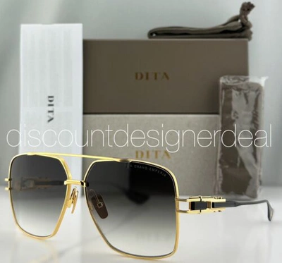 Pre-owned Dita Grand Emperik Sunglasses Dts159-a-01 Gold Metal Frame Gray Gradient Lenses