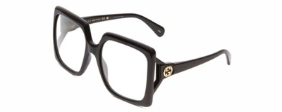 Pre-owned Black Gucci Gg0876s Designer Reading Glasses Gloss  Gold Logo Square 60mm