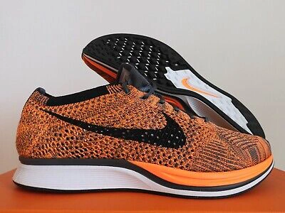 Pre-owned Nike Mens  Flyknit Racer Total Orange-white-dark Grey Sz 6 Rare 2016 [526628-810