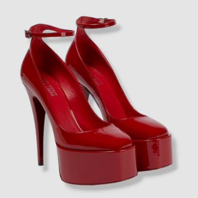 Pre-owned Paris Texas $700  Women's Red Nancy Patent Platform Pump Heel Size Eu 38/us 8