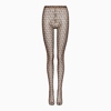 Valentino Beige\/black Tights With All-over Logo In Cream