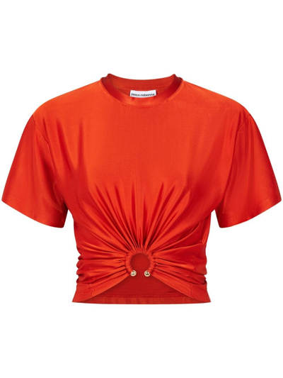 Paco Rabanne Ring-detailed Jersey Cropped T-shirt In Red