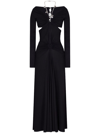 PACO RABANNE BLACK LONG DRESS WITH CHAIN DETAIL