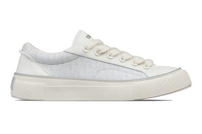 Pre-owned Dior B33 Sneaker White Smooth Calfskin Oblique Jacquard In White Smooth Calfskin And  Oblique Jacquard