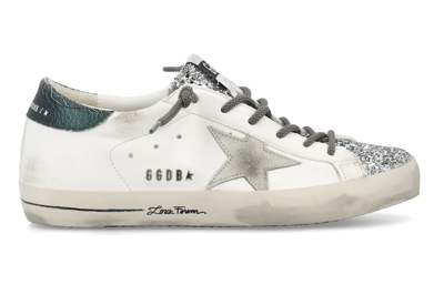 Pre-owned Golden Goose Super-star Glitter Cream Silver (women's)