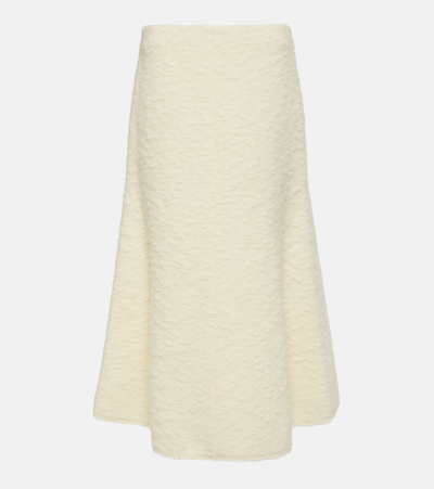Chloé Alpaca Boucle Flared Midi Skirt In Eden White
