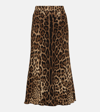 Dolce & Gabbana Leopard Print Stretch Cady A-line Skirt In Multicoloured