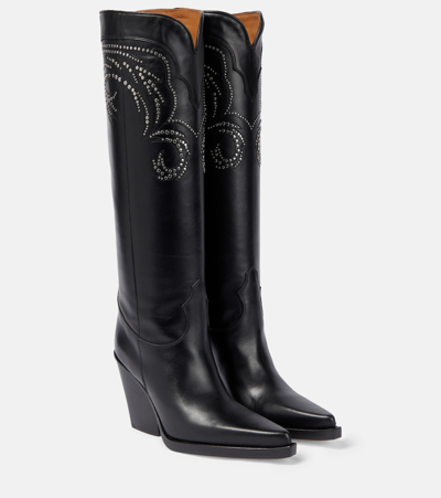 Paris Texas Knee-high Leather Boots In Black
