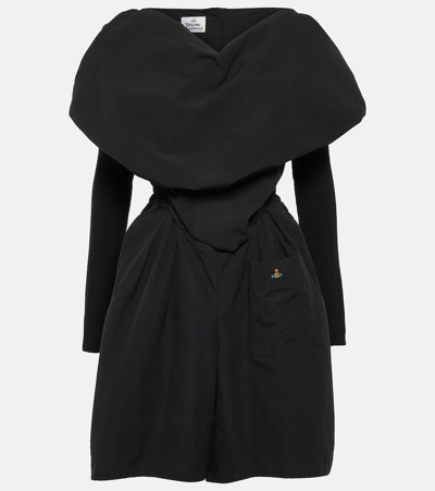 Vivienne Westwood Logo刺绣垂坠连体短裤 In Black