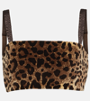 DOLCE & GABBANA LEOPARD-PRINT VELVET CROP TOP