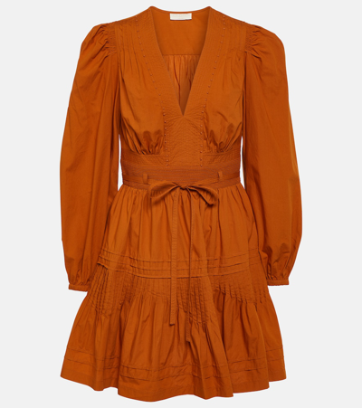 Ulla Johnson Rosalind Puff-sleeve Belted Poplin Mini Dress In Saffron