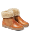 PÈPÈ SHEARLING-TRIMMED LEATHER AND SUEDE ANKLE BOOTS