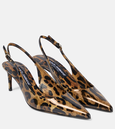 Dolce & Gabbana 90mm Lollo Printed Leather Pumps In Leopard