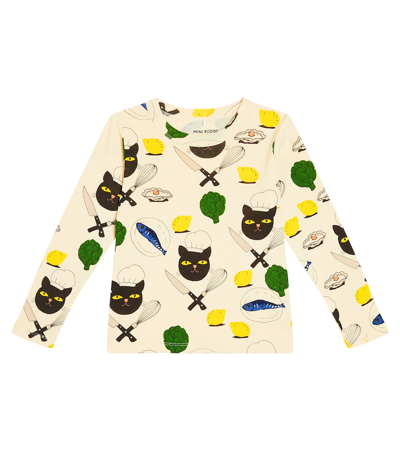 Mini Rodini Kids' Chef Cat Long-sleeve T-shirt In Multi