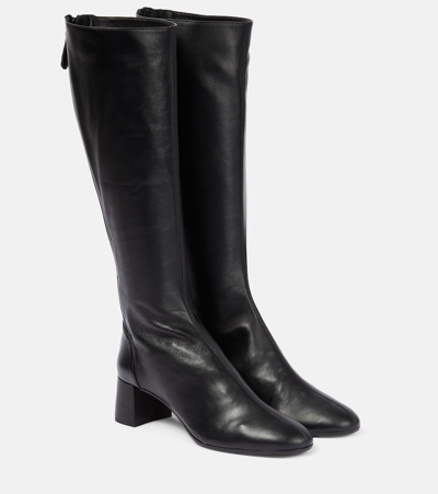Aquazzura Saint Honore' 50皮革及膝靴 In Black