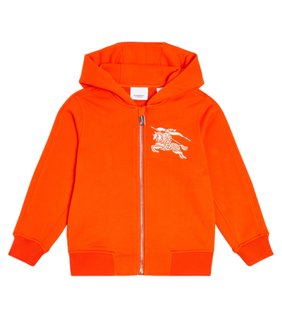 Burberry Kids' Boy's Devan Equestrian Knight Design Hoodie In Scarlet Orange