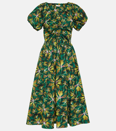 Ulla Johnson Cecile Floral Cotton Poplin Midi Dress In Multicoloured