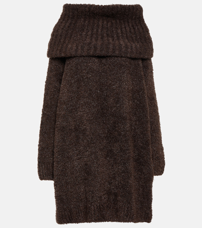Dolce & Gabbana Wool-blend Sweater Dress In Brown
