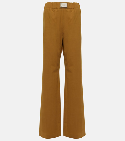 Dolce & Gabbana Wool-blend Wide-leg Pants In Brown