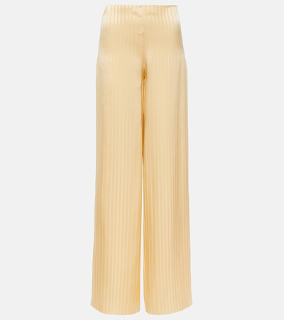 Loro Piana Striped Silk Wide-leg Trousers In White