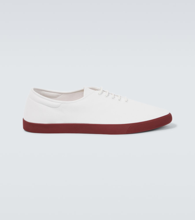 The Row Canvas Sneakers In White & Rubino