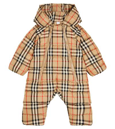 Burberry Baby Vintage Check Snowsuit In Beige